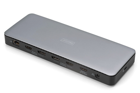DIGITUS USB-C dockingstation, 13-poorts, 3x HDMI, 2x DP 4x USB-A, 1x USB-C, 1x RJ45, 1x DC, 1x audio