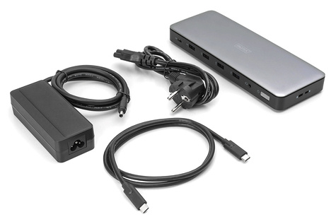DIGITUS USB-C dockingstation, 13-poorts, 3x HDMI, 2x DP 4x USB-A, 1x USB-C, 1x RJ45, 1x DC, 1x audio