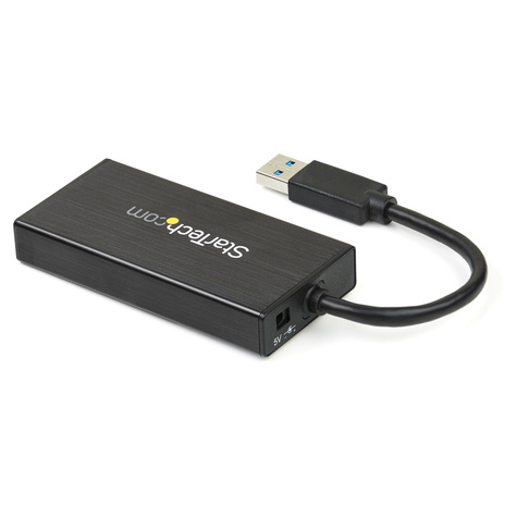 STARTECH 3-poorts draagbare USB 3.0-hub plus Gigabit Ethernet - aluminium met geintegreerde kabel - Hub - 3 x SuperSpeed