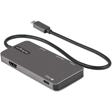 STARTECH USB C Multiport Adapter - USB-C naar 4K HDMI, 100W Power Delivery Pass-through, SD/MicroSD Slot, 3-Port USB 3.0 Hub