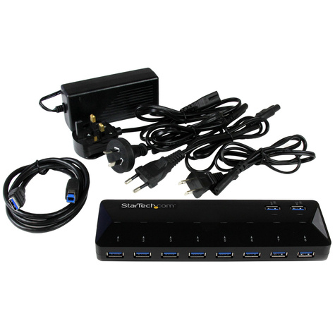 STARTECH 10-Poorts USB 3.0 Hub met oplaad en sync poort - 2 x 1.5A poorten - Desktop USB Hub en Fast Charging oplaadstation