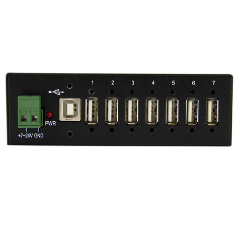 STARTECH Monteerbare robuuste industri�le 7-poort USB-hub - Hub - 7 x USB 2.0 - monteerbaar op DIN-rails - gelijkstroom