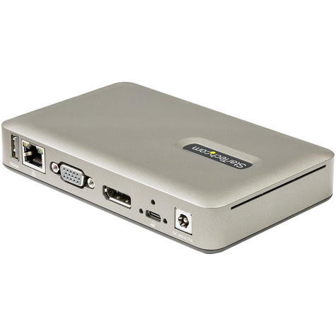 STARTECH USB C Dock, USB-C to DisplayPort 4K 30Hz or VGA, Mini USB-C Laptop Docking Station
