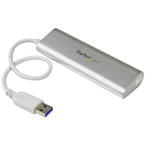 STARTECH 4 Poorts draagbare compacte USB 3.0 hub met geïntegreerde kabel - aluminium - Hub - 4 x SuperSpeed USB 3.0
