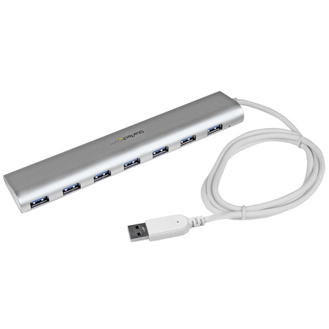 STARTECH 7 Poorts compacte USB 3.0 hub met geintegreerde kabel - aluminium USB hub - zilver