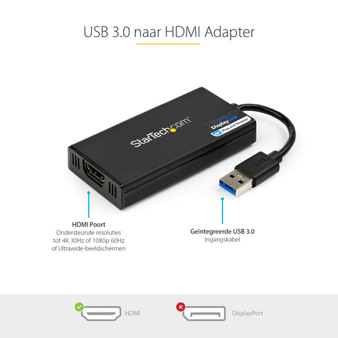STARTECH StarTech.com USB 3.0 to HDMI Adapter, 4K 30Hz Ultra HD, DisplayLink Certified