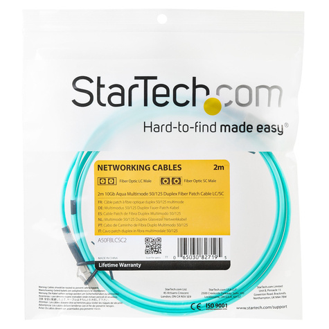 STARTECH 2m Fiber Optic Cable - 10 Gb Aqua - Multimode Duplex 50/125 - LSZH - LC/LC - OM3 - LC to LC Fiber Patch Cable