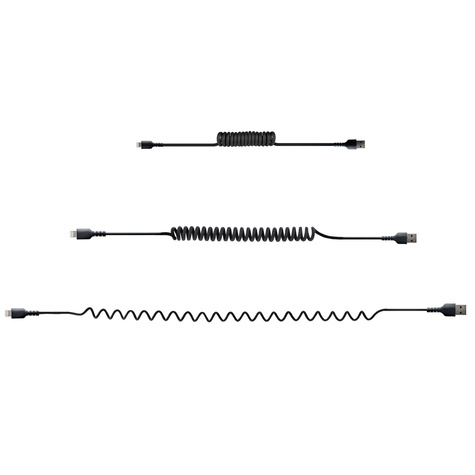 STARTECH 50cm USB A naar Lightning Kabel, Zwart, MFi Gecertificeerd, iPhone Lader Spiraalkabel, Duurzame Aramidevezels