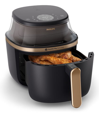 Philips Airfryer 6.2L Window RapidAir Plus Digital Pan & Basket black body/copper handle