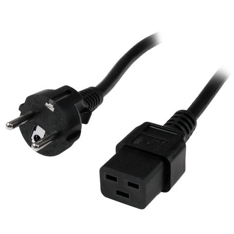 STARTECH 2m Computer Stroomkabel, 16AWG, EU Schuko naar C19, 16A 250V, Zwart, AC Vervangkabel
