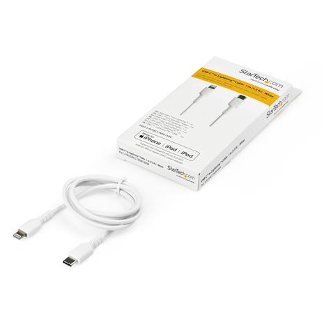 STARTECH Premium USB-C naar Lightning Kabel 1m Wit - USB Type C naar Lightning Charge & Sync Oplaadkabel met Aramide Vezels