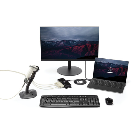 STARTECH 4-poort USB naar DB9 RS232 Seriële Adapter Hub ? Industrieel DIN-rail en Wandmontage