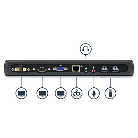 STARTECH Dual-monitor USB 3.0 docking station met HDMI en DVI/VGA - TAA conform - Mac en Windows - RJ45 ethernet poort
