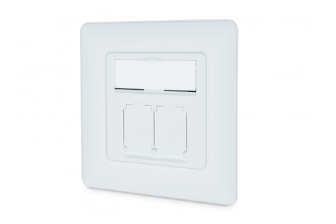 DIGITUS DIGITUS CAT 6A klasse EA aansluitdoos, afgeschermd 2x RJ45, LSA, zuiver wit, inbouw, 8 richtingen