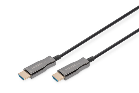 DIGITUS HDMI AOC hybrid-fiber connection cable, Type A M/M, 15m, UHD 4K@60Hz, CE, gold, bl