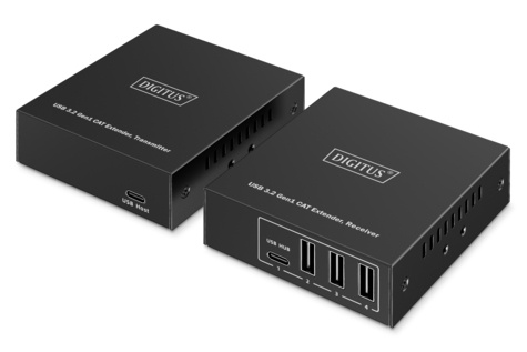DIGITUS DIGITUS USB-extender, USB 3.2 Gen1, 100m 3x USB-A & 1x USB-C, voor gebruik met CAT-kabel