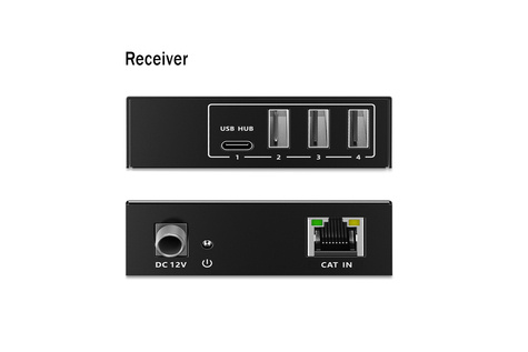 DIGITUS USB-extender, USB 3.2 Gen1, 100m 3x USB-A & 1x USB-C, voor gebruik met CAT-kabel