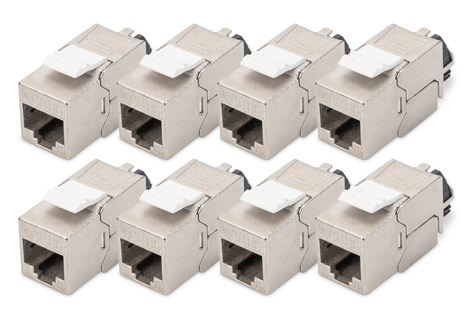 DIGITUS CAT 6A Keystone module, afgeschermd, 8 stuks Aansluiting zonder gereedschap