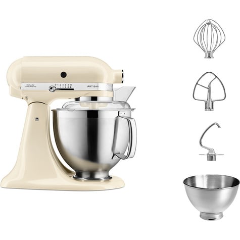 KitchenAid Artisan 5KSM185PS, 4,8 l, Crème, Hefboom, 220 RPM, 3 l, Kloppen, Kneden, Mixen