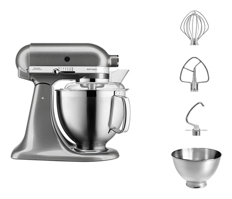 KitchenAid ARTISAN 5KSM185PS, Staande mixer, Zilver, Kloppen, Kneden, Mixen, 1,45 m, 4,8 l, MEDALLION SILVER