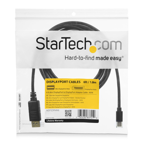 STARTECH 1,8 m Mini DisplayPort-naar-DisplayPort 1.2 adapterkabel M/M - DisplayPort 4k