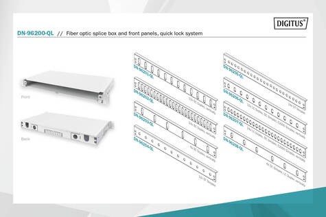 DIGITUS FO splice box, 1U, quick lock, empty without front panel, incl. M20/M25 screws, grey