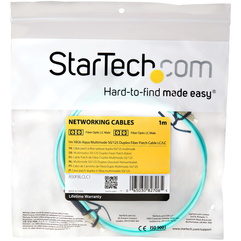 STARTECH 1m 10 Gb Aqua Fiber Patch Cable LC/LC