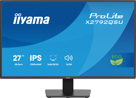 Iiyama ProLite X2792QSU-B1 computer monitor 68,6 cm (27") 2560 x 1440 Pixels Quad HD Zwart