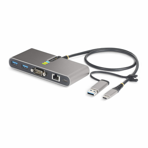 STARTECH 2-Port USB-C/USB-A Hub - GbE and RS232
