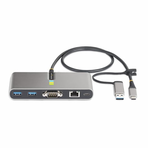 STARTECH 2-Port USB-C/USB-A Hub - GbE and RS232