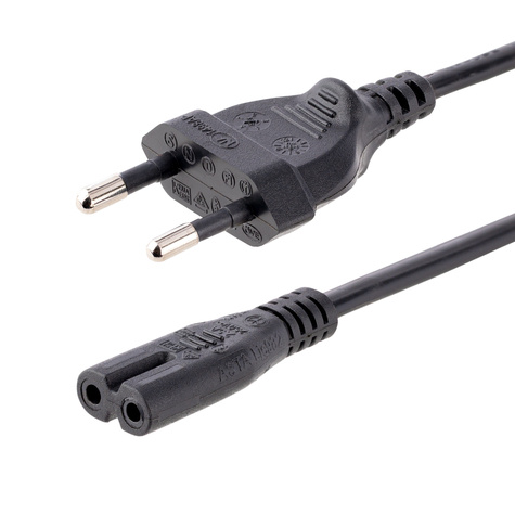 STARTECH 1m Laptop Stroomkabel, EU Plug naar C7, 2.5A 250V, 18AWG, Laptop Vervangkabel, Printer Voedingskabel