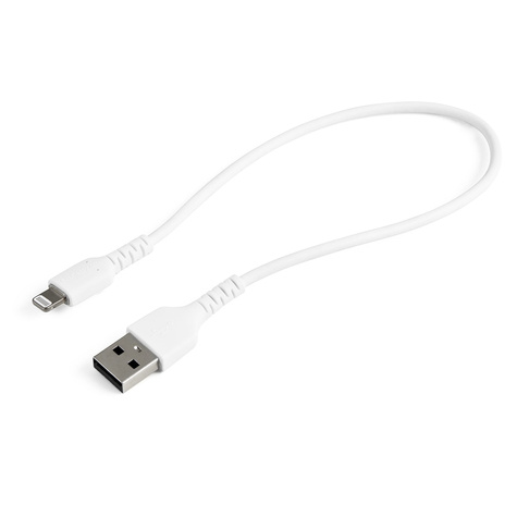 STARTECH 12 in(30cm) Durable White USB-A to Lightning Cable, Heavy Duty Rugged Aramid Fiber USB