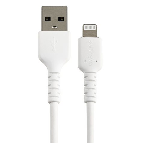 STARTECH 12 in(30cm) Durable White USB-A to Lightning Cable, Heavy Duty Rugged Aramid Fiber USB