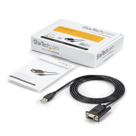 STARTECH 1-poort USB naar Nulmodem RS232 DB9 Seriële DCE Verloopkabel met FTDI - Seriële adapter - USB 2.0 - RS-232 - zwart
