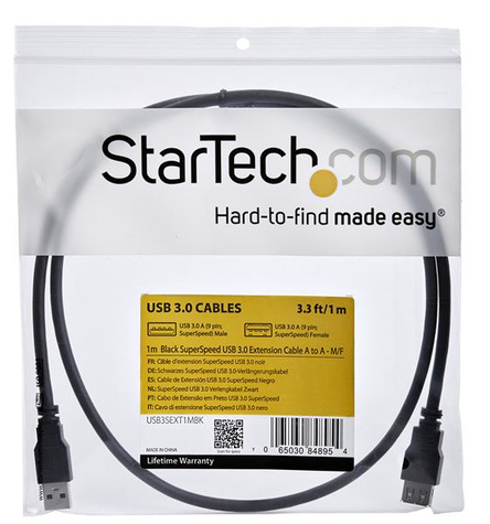 STARTECH 1m Black USB 3.0 Extension Cable M/F