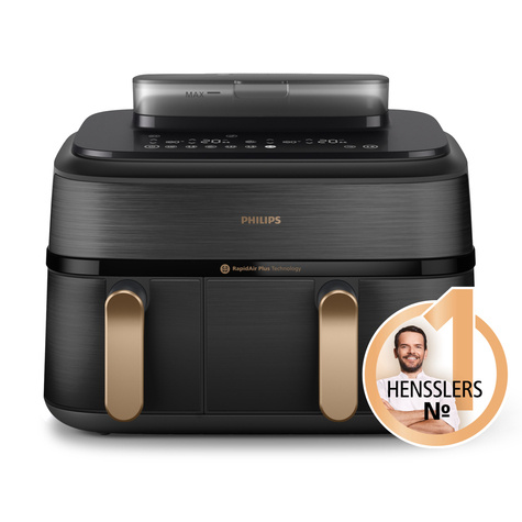 Philips Philips Airfryer 9L Dual Basket with steam RapidAir Plus Digital Stainless steal black body