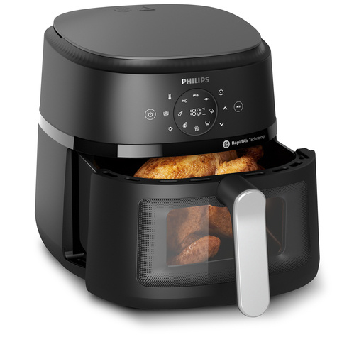 Philips Airfryer 6.2L Window Single Pan RapidAir Digital black body/silver handle