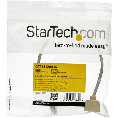 STARTECH 2-naar-1 RJ45 splitter adapterkabel - F/M - Netwerksplitser - RJ-45 (M) naar RJ-45 (V)