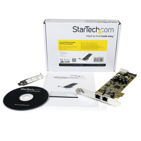 STARTECH Dubbele Poort PCI Express Gigabit Ethernet Netwerkkaart Adapter - 2 Poort PCIe NIC 10/100/100 Server Adapter met PoE PSE