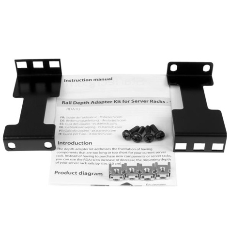 STARTECH Raildiepte adapterset voor server racks - 10 cm Rack verlenging - 1U - Adapter voor rackrails - 1U
