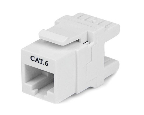 STARTECH STARTECH 180 Degree Cat 6 Keystone Jack - RJ45 Ethernet Cat6 Wall Jack White - 110 Type - Keystone Jack 180 Degree 110 UTP (C6KEY110SWH)