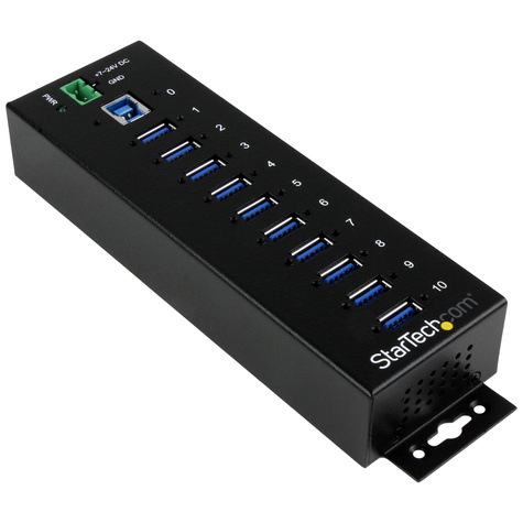 STARTECH 10 poorts industriële USB 3.0 hub - ESD en overspanningsbeveiliging - monteerbare metalen behuizing - Hub