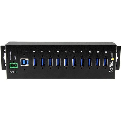 STARTECH 10 poorts industriële USB 3.0 hub - ESD en overspanningsbeveiliging - monteerbare metalen behuizing - Hub