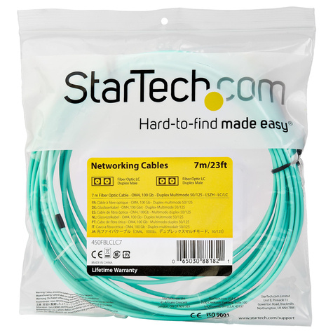 STARTECH 7 m OM4 LC to LC Multimode Duplex Fiber Optic Patch Cable - Aqua - 50/125 - Fiber Optic Cable