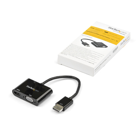 STARTECH DisplayPort naar HDMI VGA Adapter, DisplayPort 1.2 HBR2 naar HDMI 2.0 (4K 60Hz)/VGA 1080p Converter Dongle