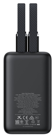 Anker Zolo 20 000 mAh Power Bank (30W) with 2 Built-in USB-C cables