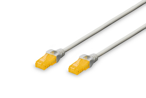 DIGITUS Patchkabel RJ45 U/UTP Cat6A 10.00m grijs m. Hebelschu polybag (tweedekans)