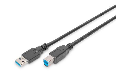 DIGITUS DIGITUS USB 3.0-aansluitkabel, type A - B St/St, 1,8 m, conform USB 3.0, zwart