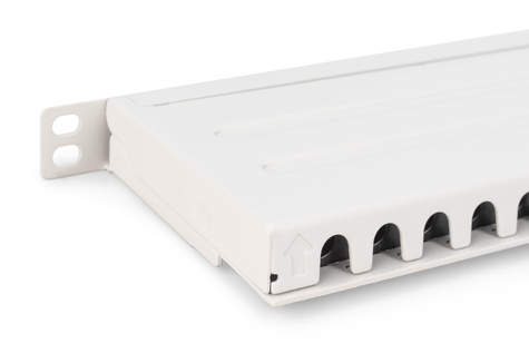 DIGITUS CAT 6A EA patchpaneel, afgeschermd, 24-poorts RJ45 Stofkap, 8P8C, 0,5U, grijs RAL 7035