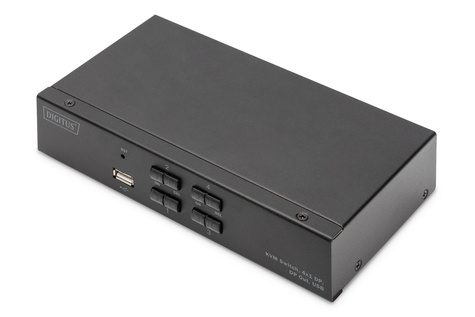 DIGITUS DIGITUS KVM-switch, 4x1 DP, DP Out,USB 4 x DP + 4x USB +4 Speaker + 4 Micro
